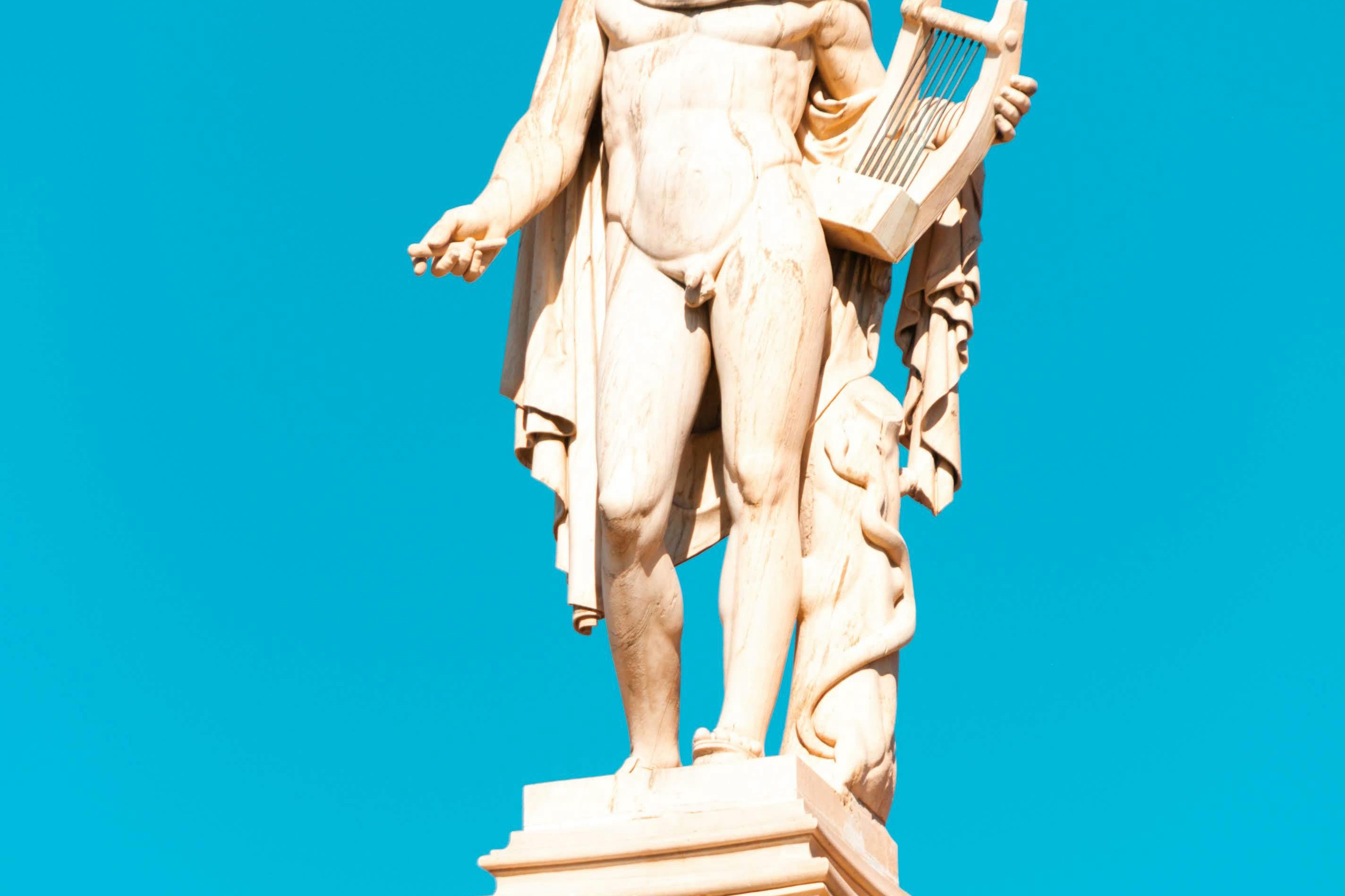 ancient laurel wreath on marble statue